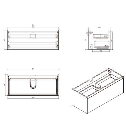 BelBagno Prado 1200mm Wall Hung Vanity Glossy White One Drawers One Tap Hole