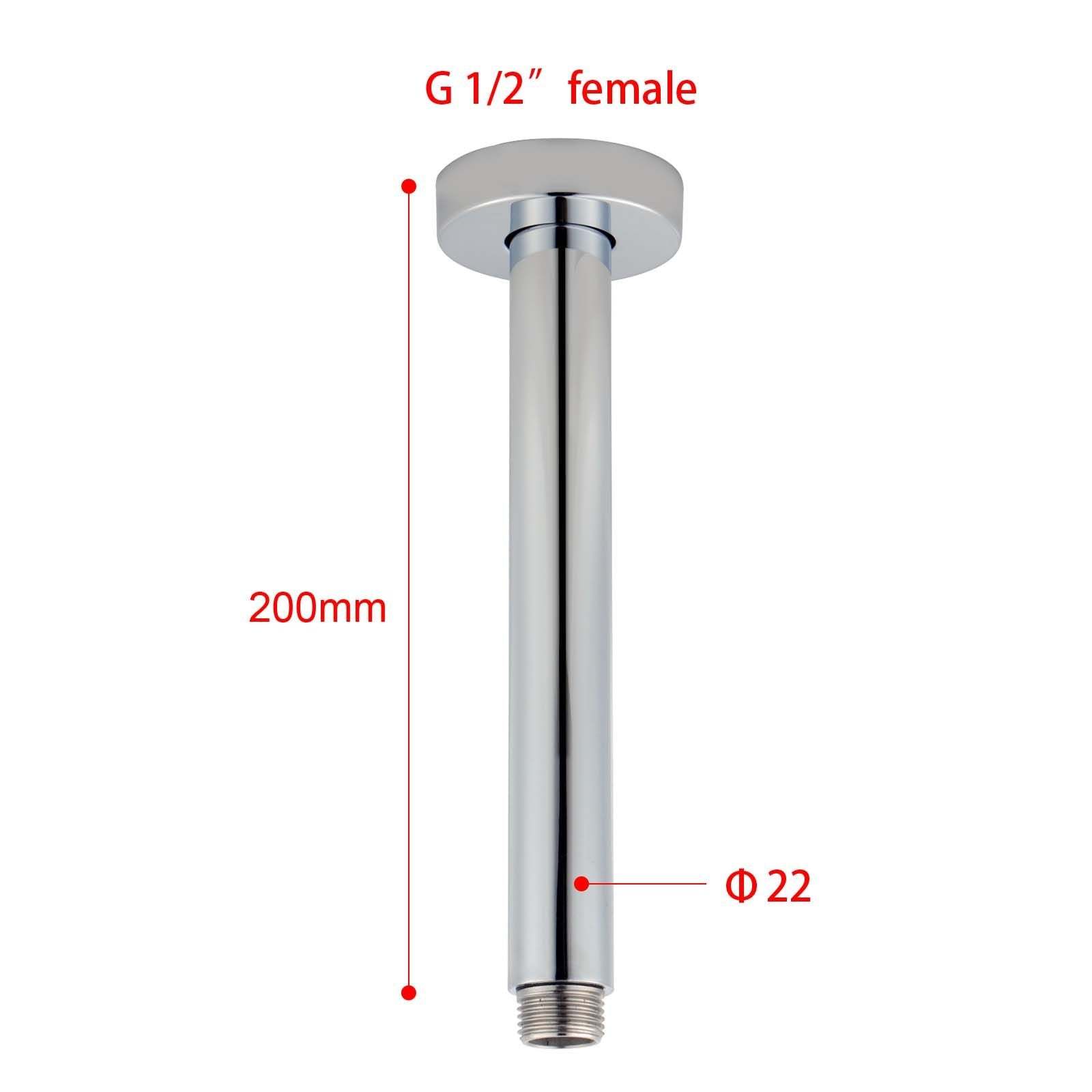 Round Chrome Ceiling Shower Arm 200mm-YT Bathroom