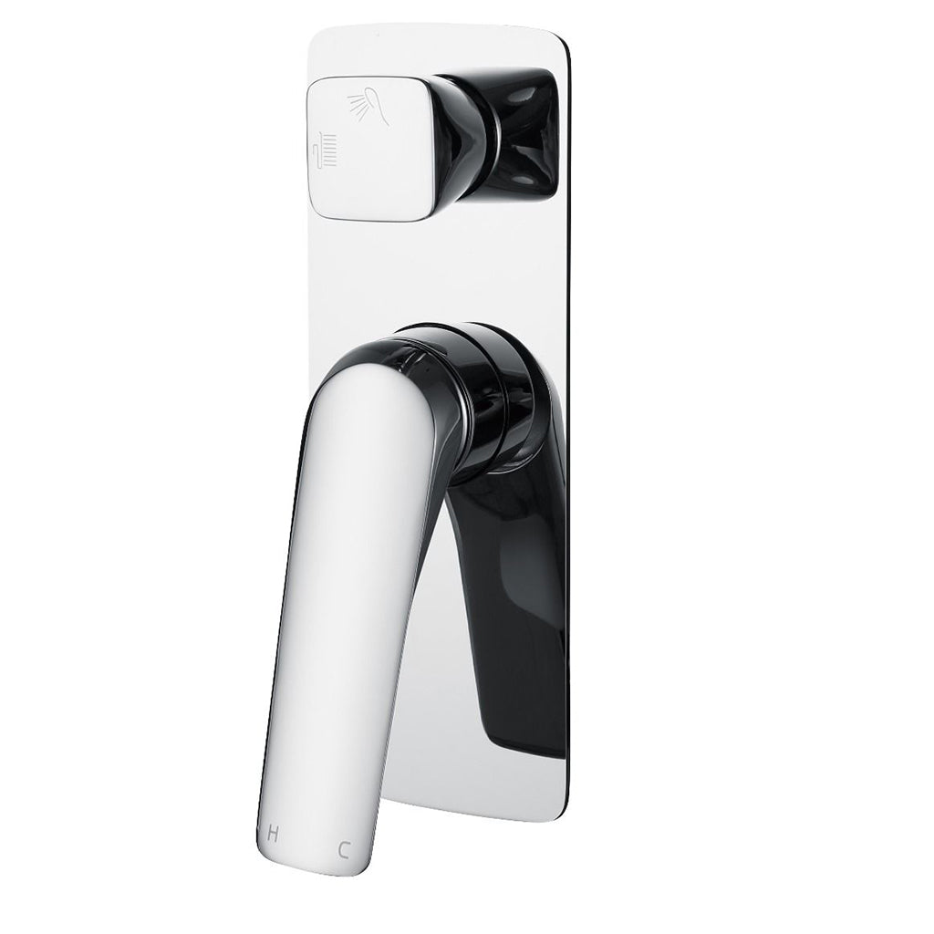 AU Square Chrome Shower/Bath Wall Mixer with Diverter-YT Bathroom
