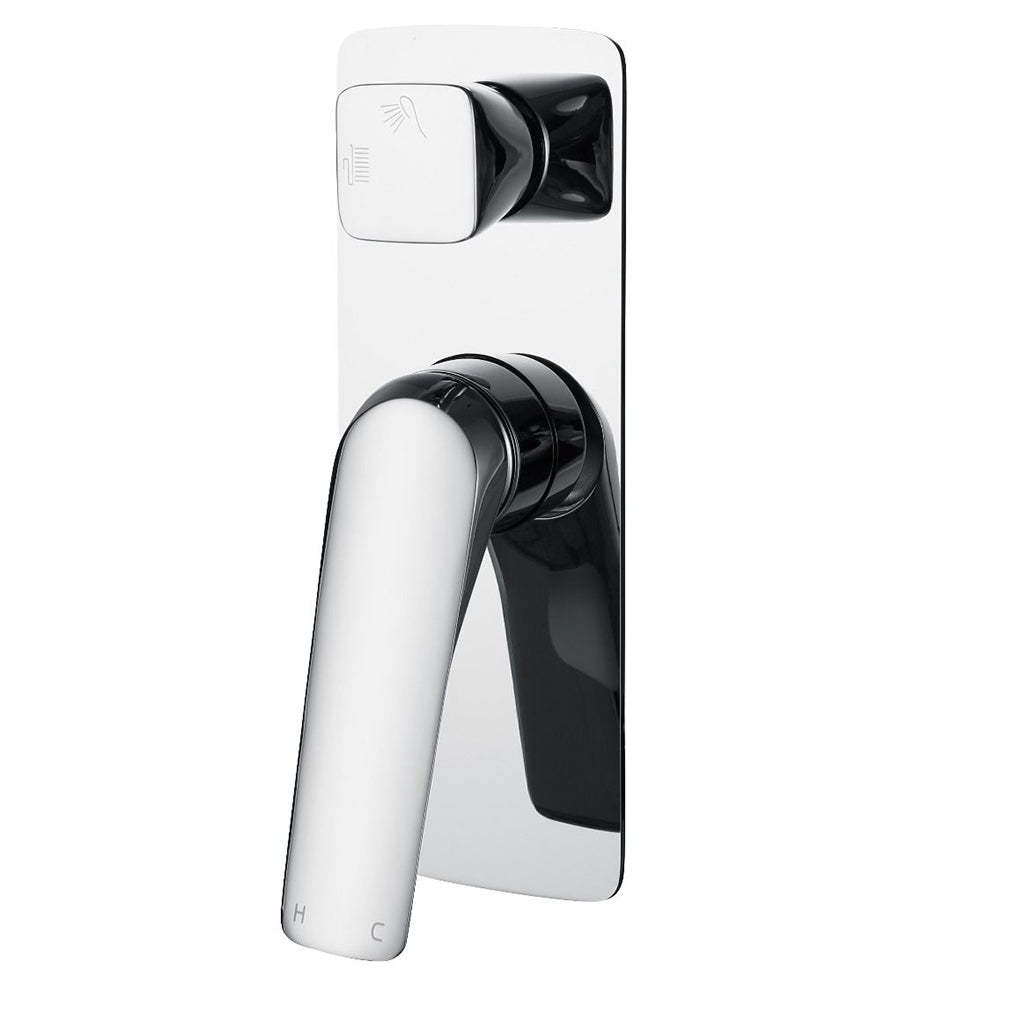 AU Square Chrome Shower/Bath Wall Mixer with Diverter-YT Bathroom