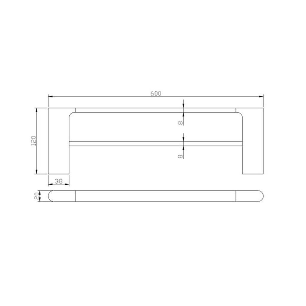 AU Series Gun Metal Grey Double Towel Rail 600mm-YT Bathroom