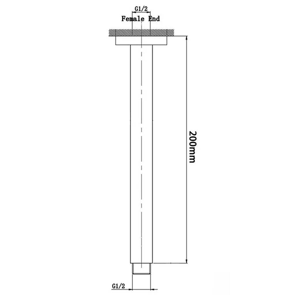 Round Brushed Brass Ceiling Shower Arm 200mm-YT Bathroom