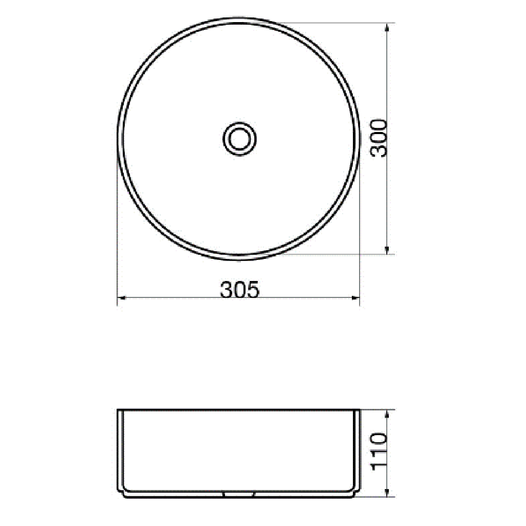 Claya Bathware Levenge 300mm Round Ceramic Above Counter Basin Matte White No Overflow No Tap Hole-YT Bathroom