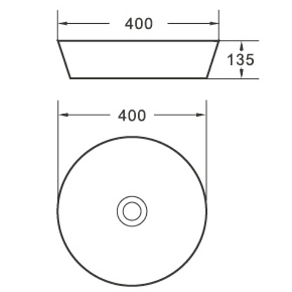 Claya Bathware Polar 400mm Round Ceramic Above Counter Basin Matte White Interior Matte Black Exterior No Overflow No Tap Hole-YT Bathroom