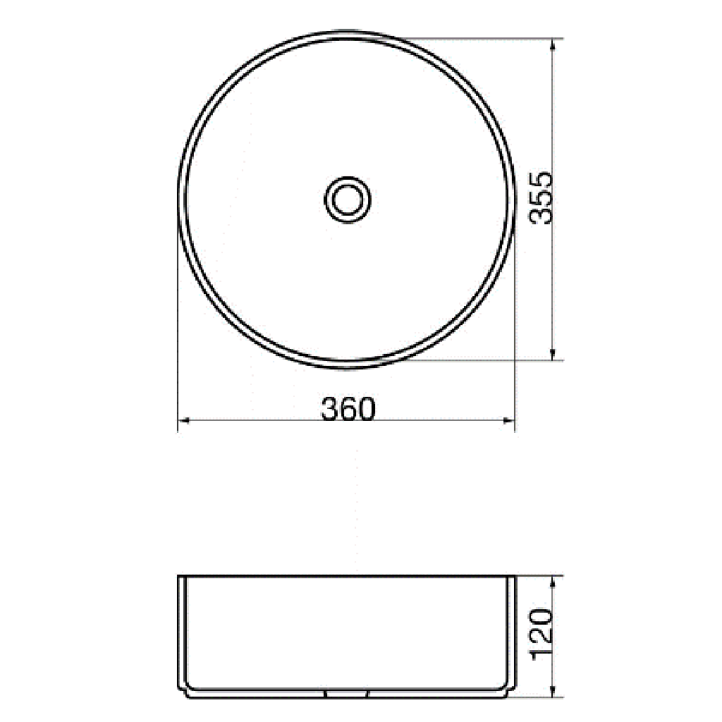 Claya Bathware Polar 360mm Round Ceramic Above Counter Basin Matte White Interior Matte Black Exterior No Overflow No Tap Hole-YT Bathroom