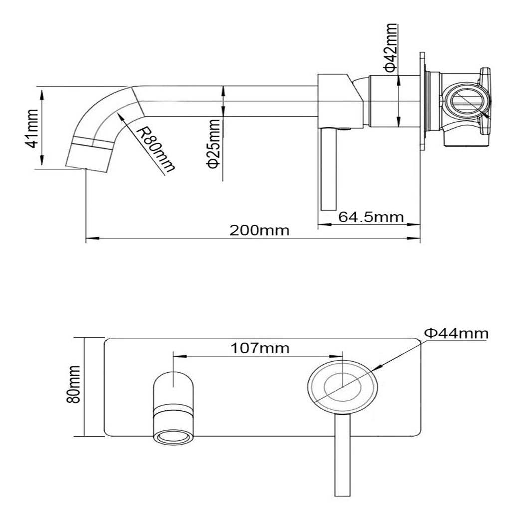 LUCID PIN Series Brushed Nickel Wall Mixer With Round Spout-YT Bathroom