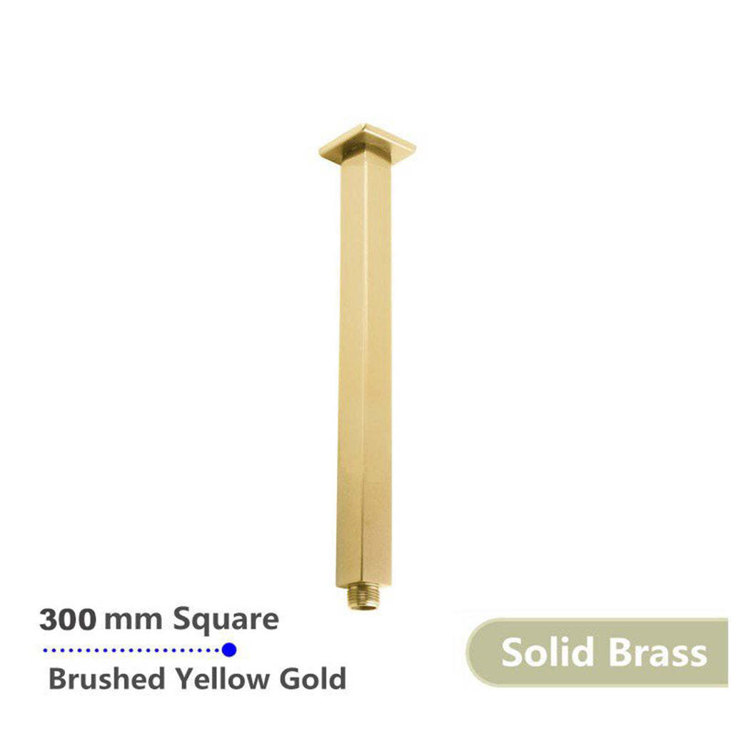 Square Brushed Brass Ceiling Shower Arm 300mm-YT Bathroom