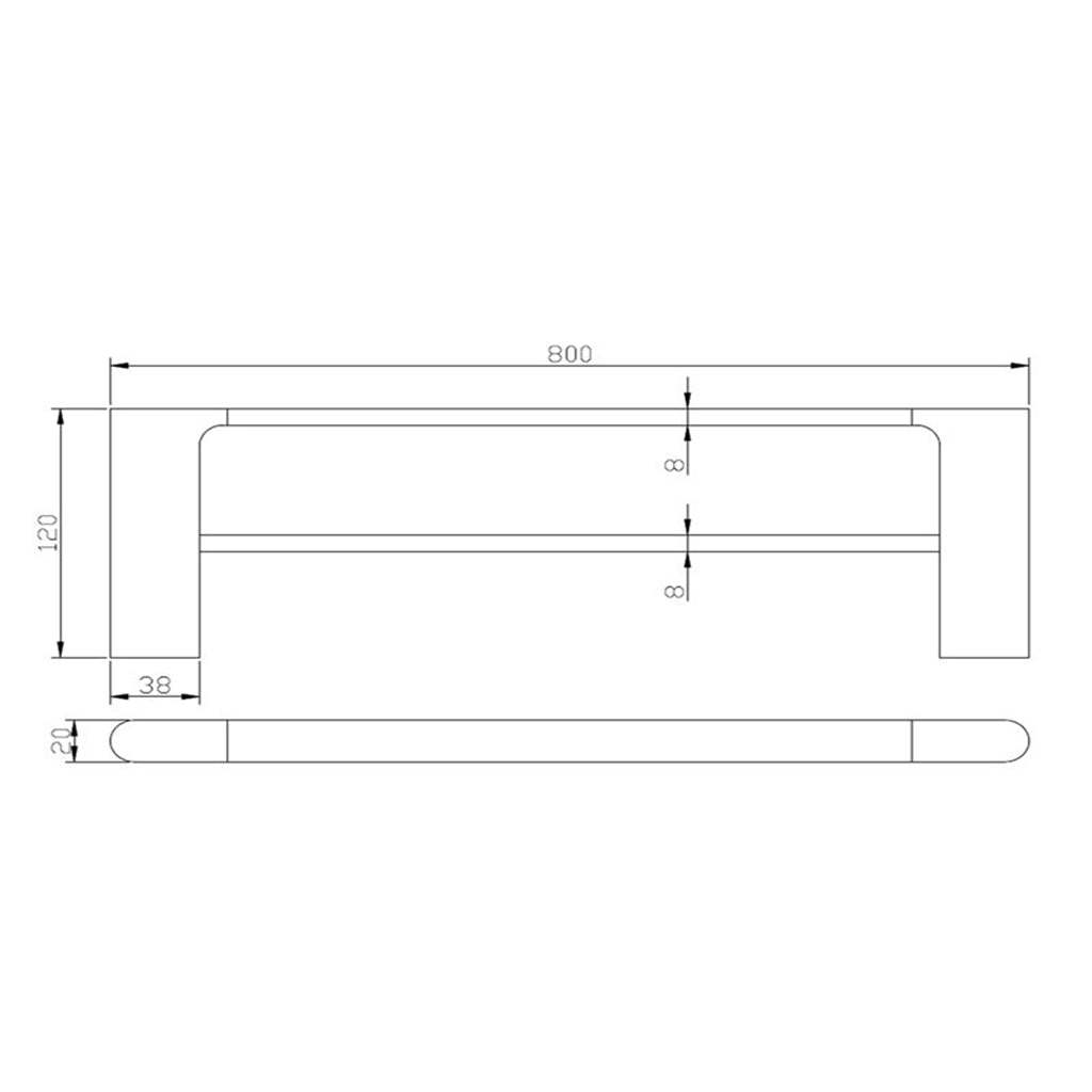 AU Series Brushed Nickel Double Towel Rail 800mm