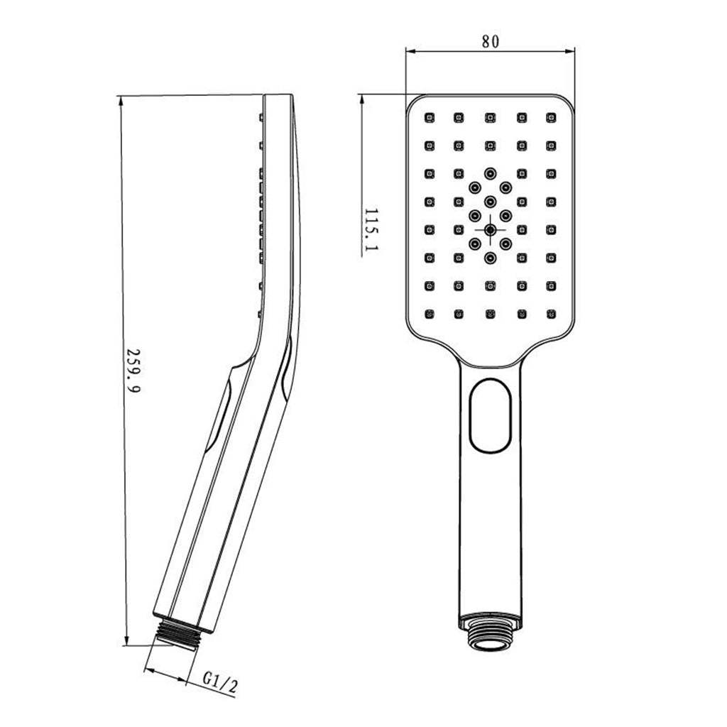 Square 3 Functions Brushed Brass Rainfall Handheld Shower Head-YT Bathroom