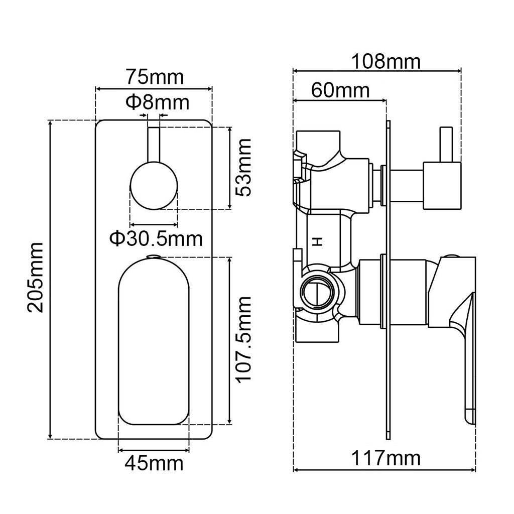 VOG Solid Brass Chrome Bath/Shower Wall Mixer with Diverter Wall Mounted(color up)-YT Bathroom