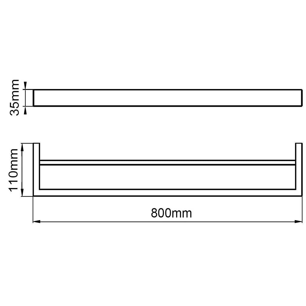 IVANO Series Square Brushed Yellow Gold Double Towel Rail 800mm-YT Bathroom
