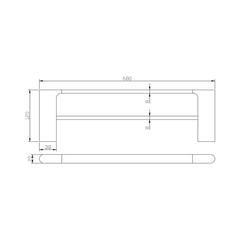 AU Black Double Towel Rail 600mm-YT Bathroom