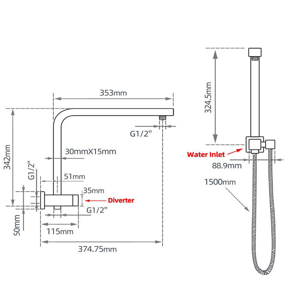 Square Chrome Shower Station without Shower Head and Handheld Shower-YT Bathroom