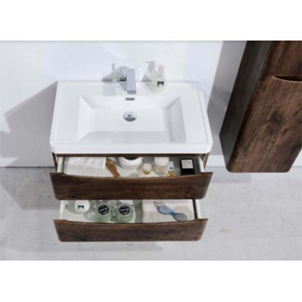 BELBAGNO ANCONA 900MM WALL HUNG ROSE WOOD WITH CREAMIC TOP