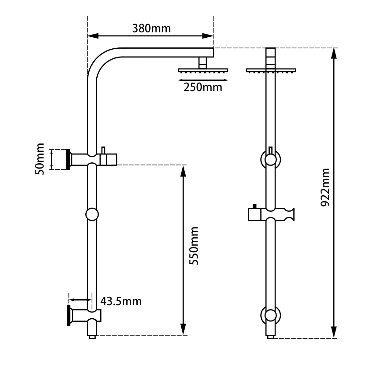 10"Round brushed nickel, Shower Station Top Water Inlet(Right Angle)