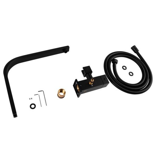 Square Black Shower Station without Shower Head and Handheld Shower
