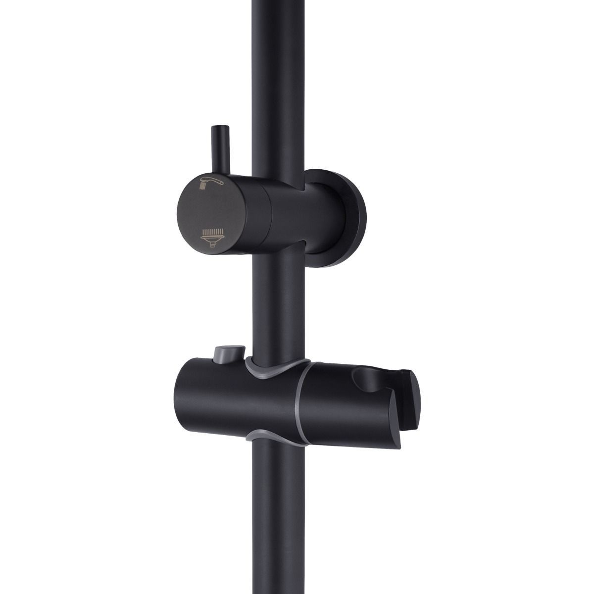 Right Angle Round Matte Black Top Inlet Shower Rail