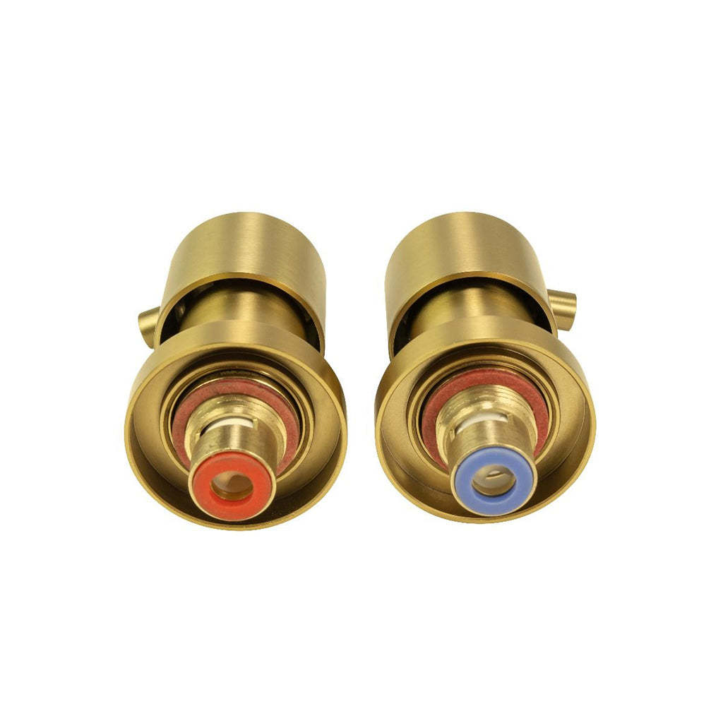 Round Brushed Brass Shower Wall Taps-YT Bathroom