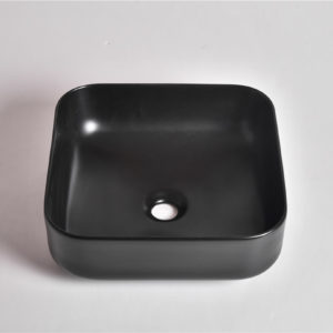 Claya Bathware Levenge 380mm Square Fine Ceramic Above Counter Basin Matte Black No Overflow No Tap Hole-YT Bathroom