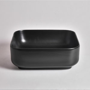 Claya Bathware Levenge 380mm Square Fine Ceramic Above Counter Basin Matte Black No Overflow No Tap Hole-YT Bathroom