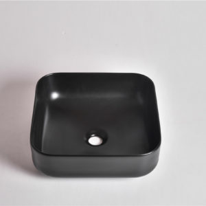 Claya Bathware Levenge 380mm Square Fine Ceramic Above Counter Basin Matte Black No Overflow No Tap Hole-YT Bathroom