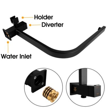 Square Black Shower Station without Shower Head and Handheld Shower