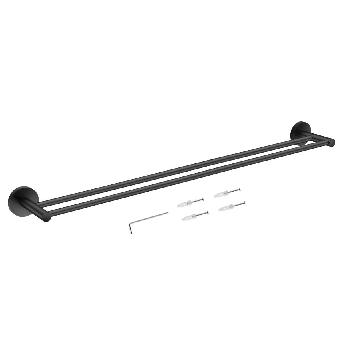 LUCID PIN Round Black Double Towel Rack Rail 800mm