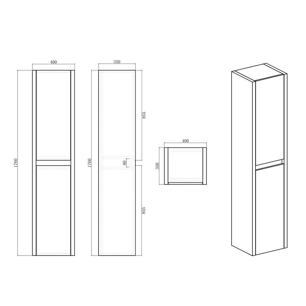 BelBagno Alexandra 1760mm Wall Hung Vanity Silver Oak Wall Mounted Side Cabinet with two doors-YT Bathroom