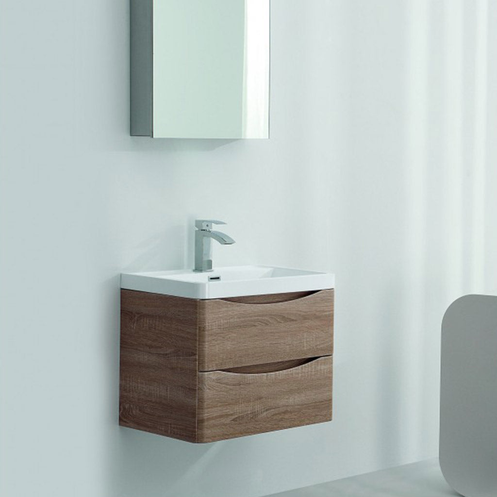 BELBAGNO ANCONA 600MM WALL HUNG WHITE OAK-YT Bathroom