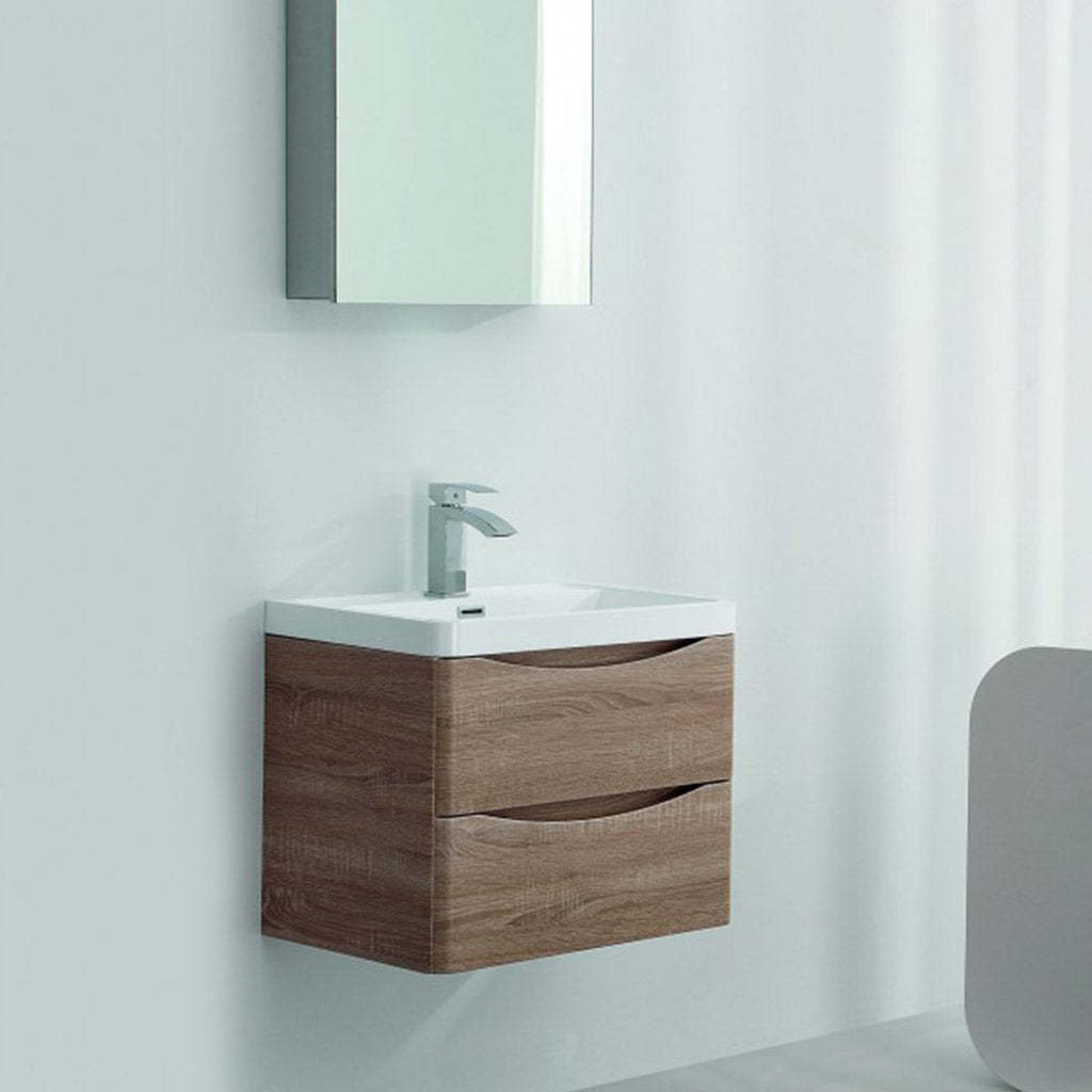 BELBAGNO ANCONA 600MM WALL HUNG WHITE OAK-YT Bathroom