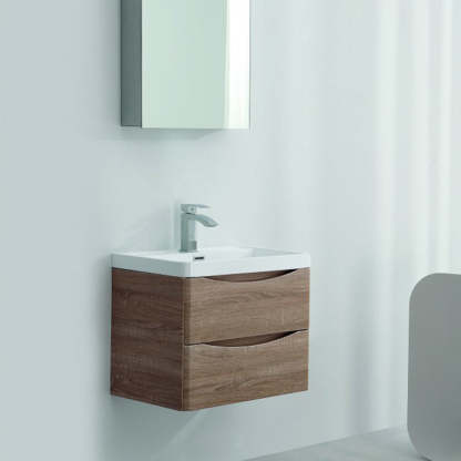 BELBAGNO ANCONA 600MM WALL HUNG WHITE OAK-YT Bathroom