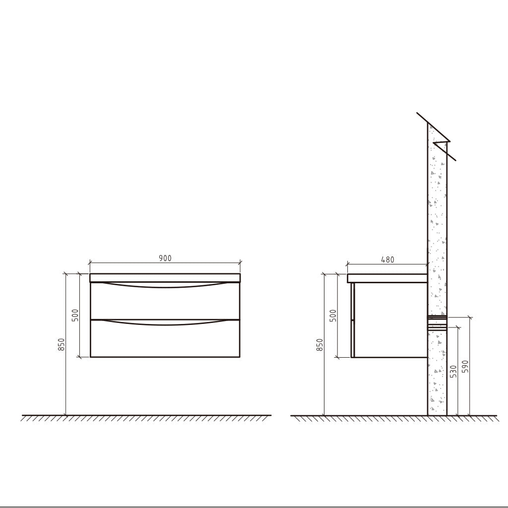 BelBagno ANCONA 900MM WALL HUNG GLOSS WHITE-YT Bathroom