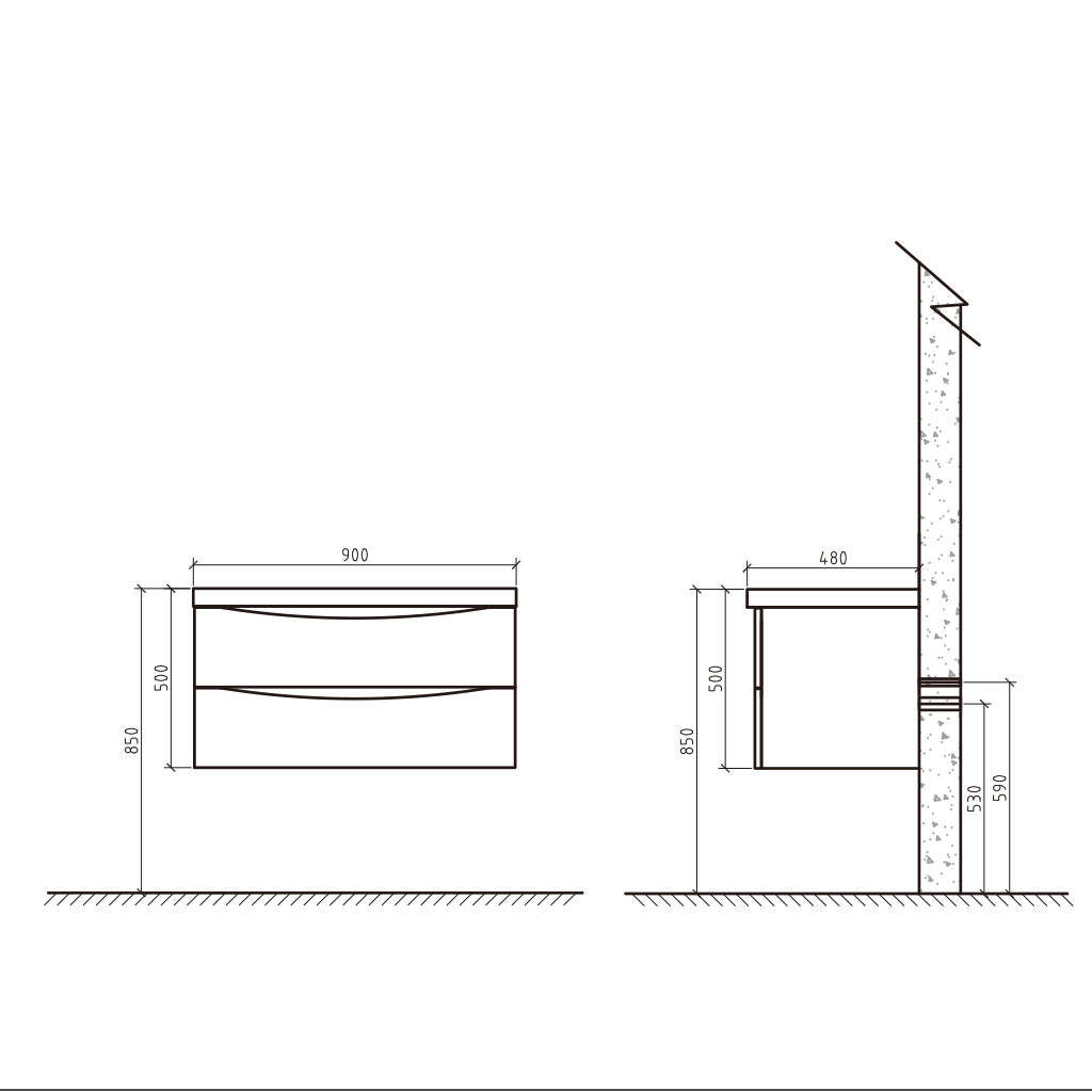 BelBagno ANCONA 900MM WALL HUNG GLOSS WHITE-YT Bathroom