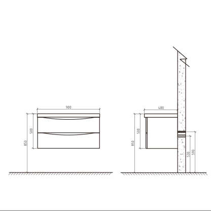 BelBagno ANCONA 900MM WALL HUNG GLOSS WHITE-YT Bathroom