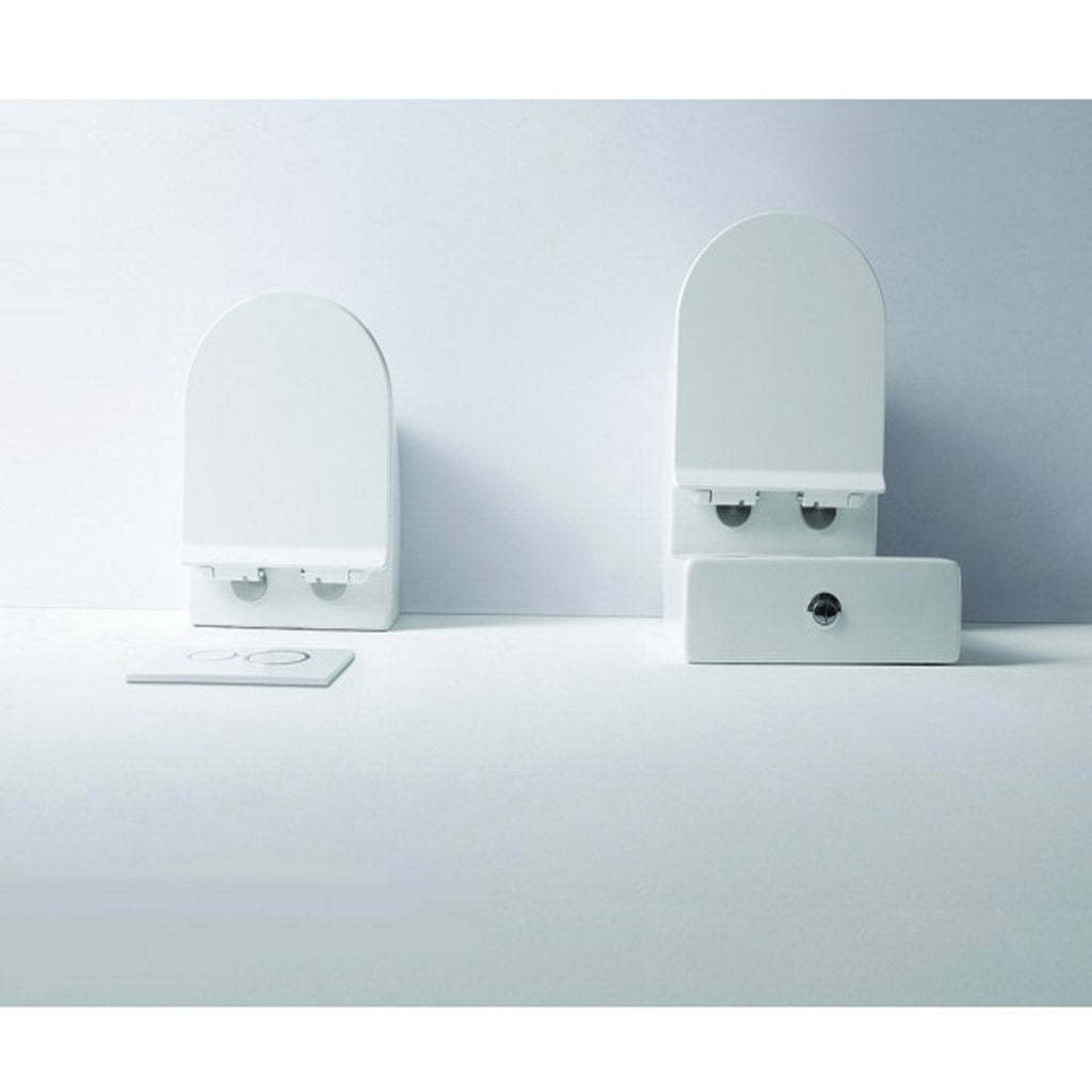 BelBagno Flay-R 830mm Bathroom Nano Glaze Rimless Back To Wall White Ceramic Toilet Suite