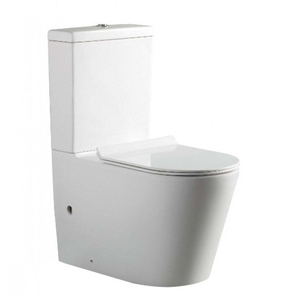 BelBagno Flay-R 830mm Bathroom Nano Glaze Rimless Back To Wall White Ceramic Toilet Suite