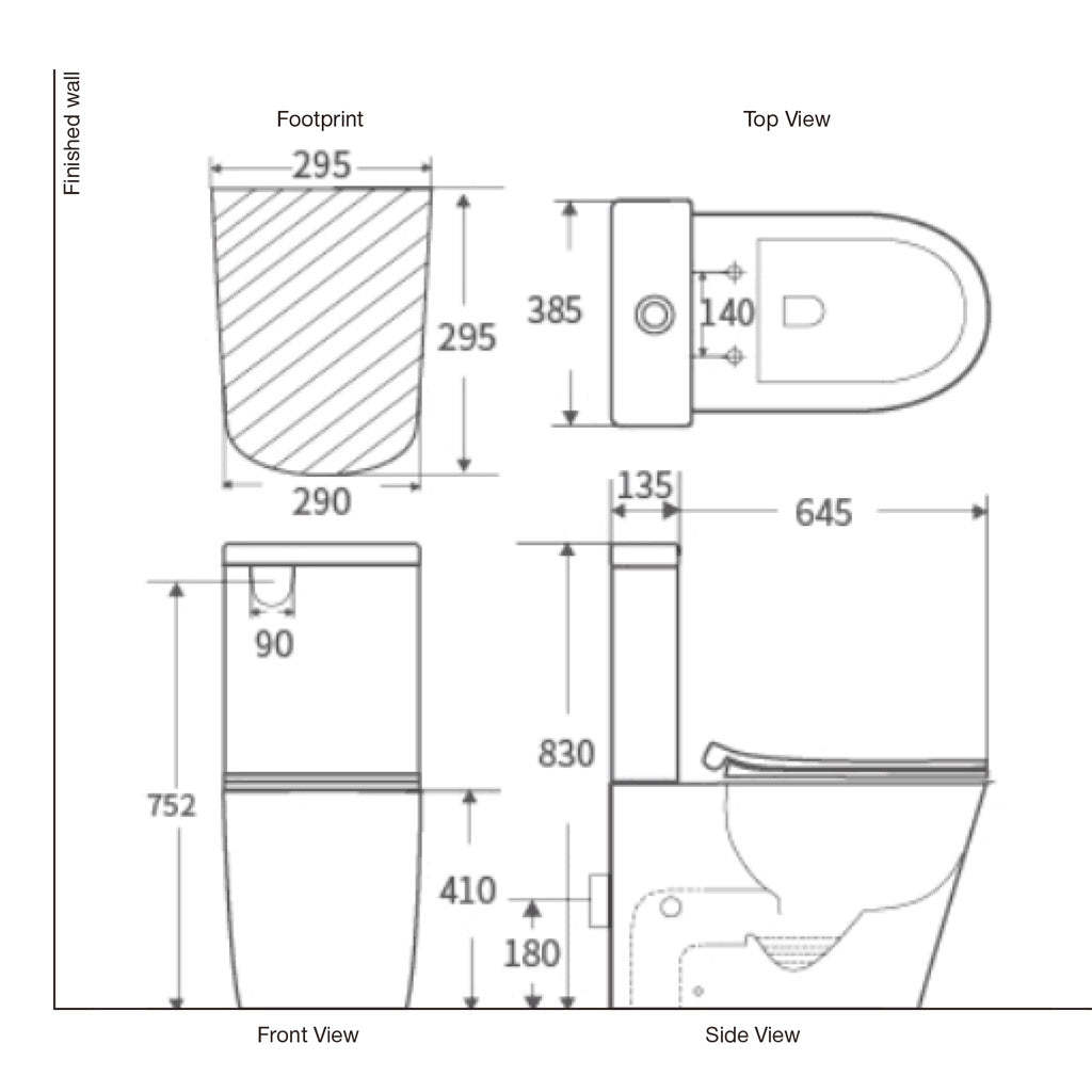 BelBagno Flay-R 830mm Bathroom Nano Glaze Rimless Back To Wall White Ceramic Toilet Suite