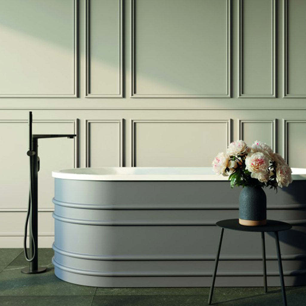 BelBagno BUCCIANO 1650mm Freestanding Bathtub Stone Grey Oval Shape With Overflow-YT Bathroom