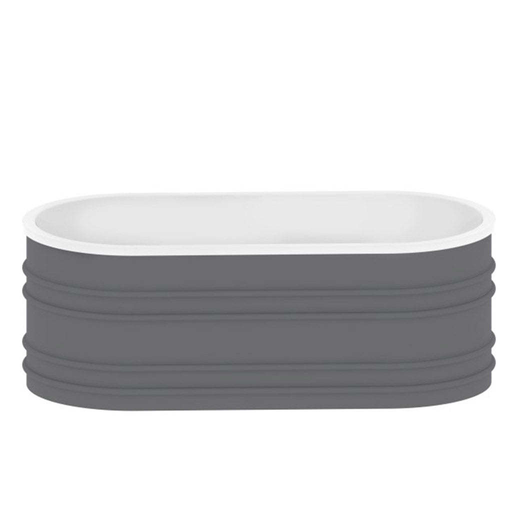 BelBagno BUCCIANO 1650mm Freestanding Bathtub Stone Grey Oval Shape With Overflow-YT Bathroom
