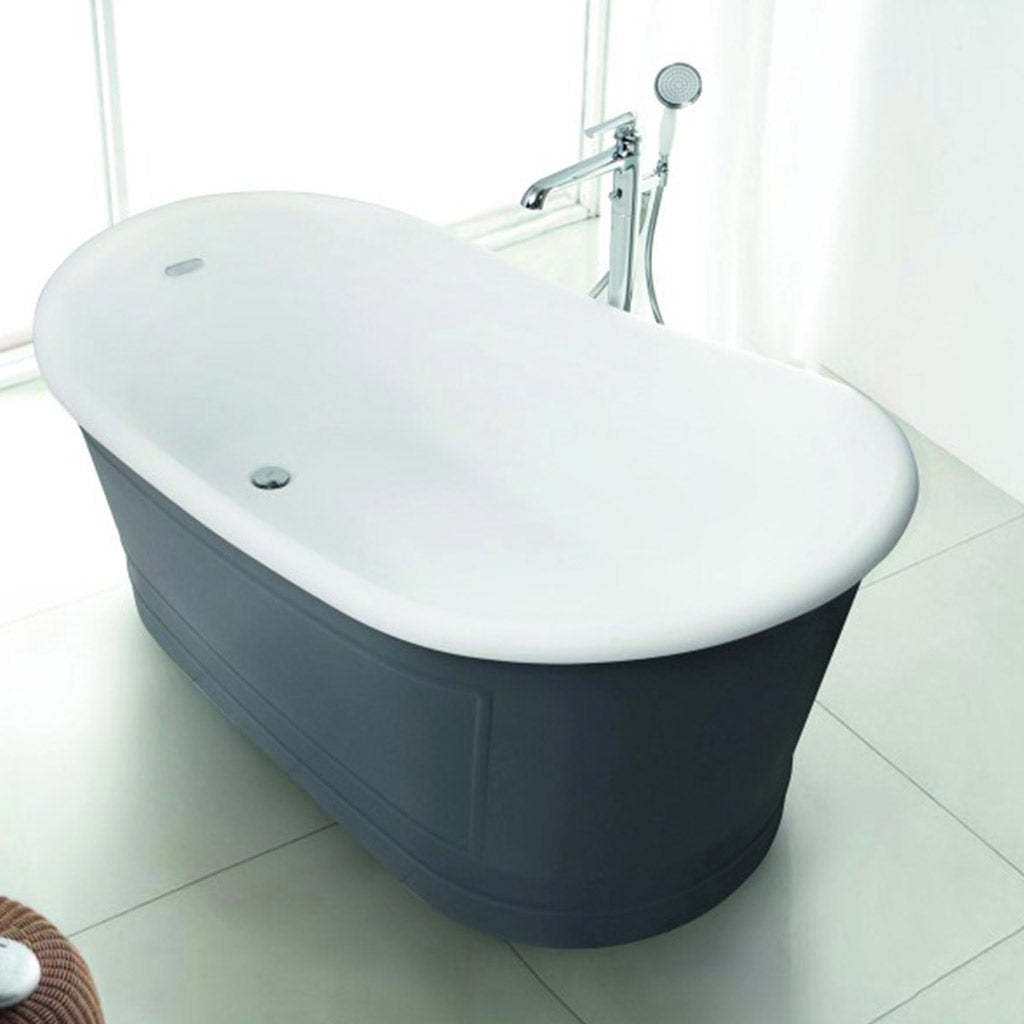 BelBagno RITZ 1676mm Freestanding Bathtub Acrylic Grey Oval Shape NO Overflow-YT Bathroom