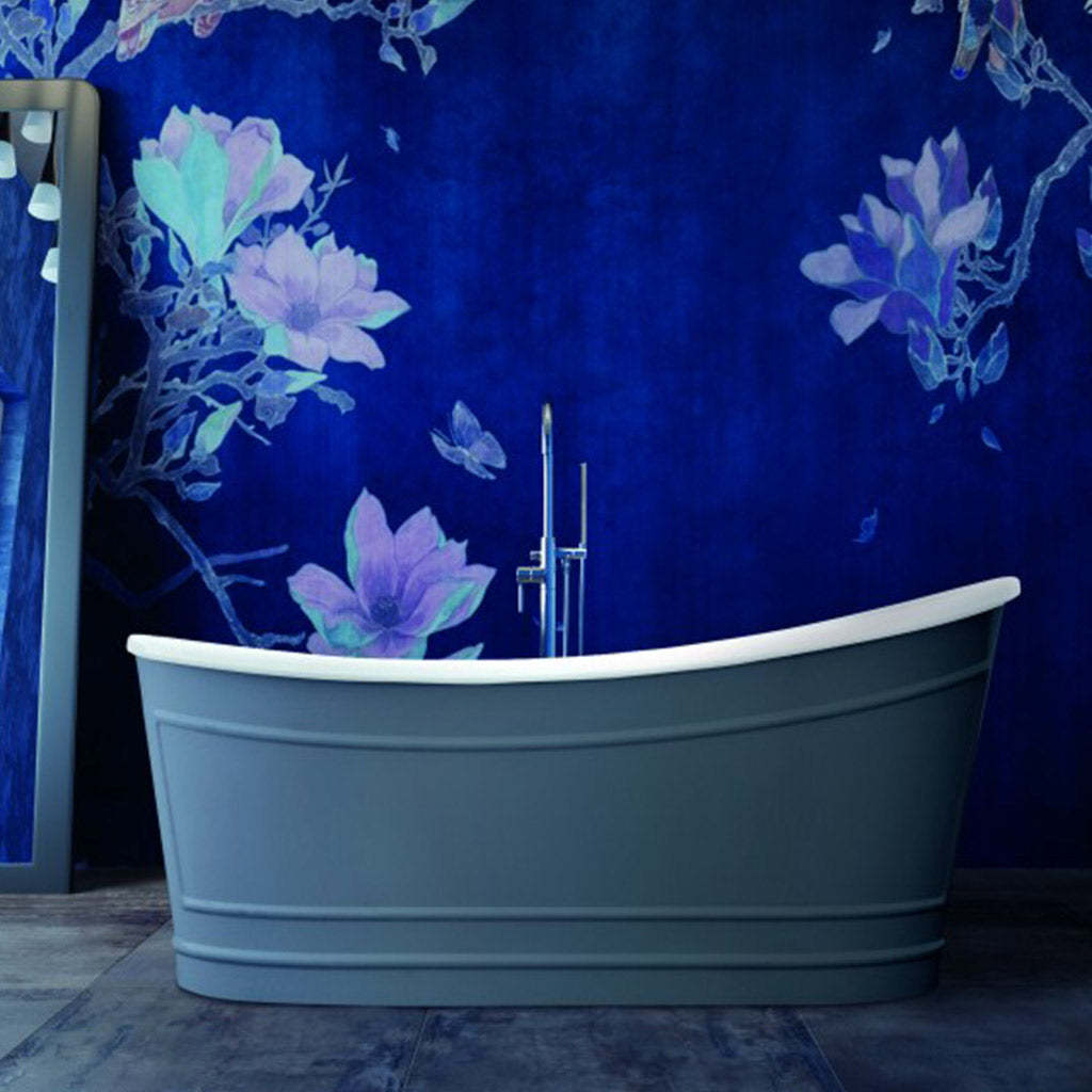 BelBagno RITZ 1676mm Freestanding Bathtub Acrylic Grey Oval Shape NO Overflow-YT Bathroom