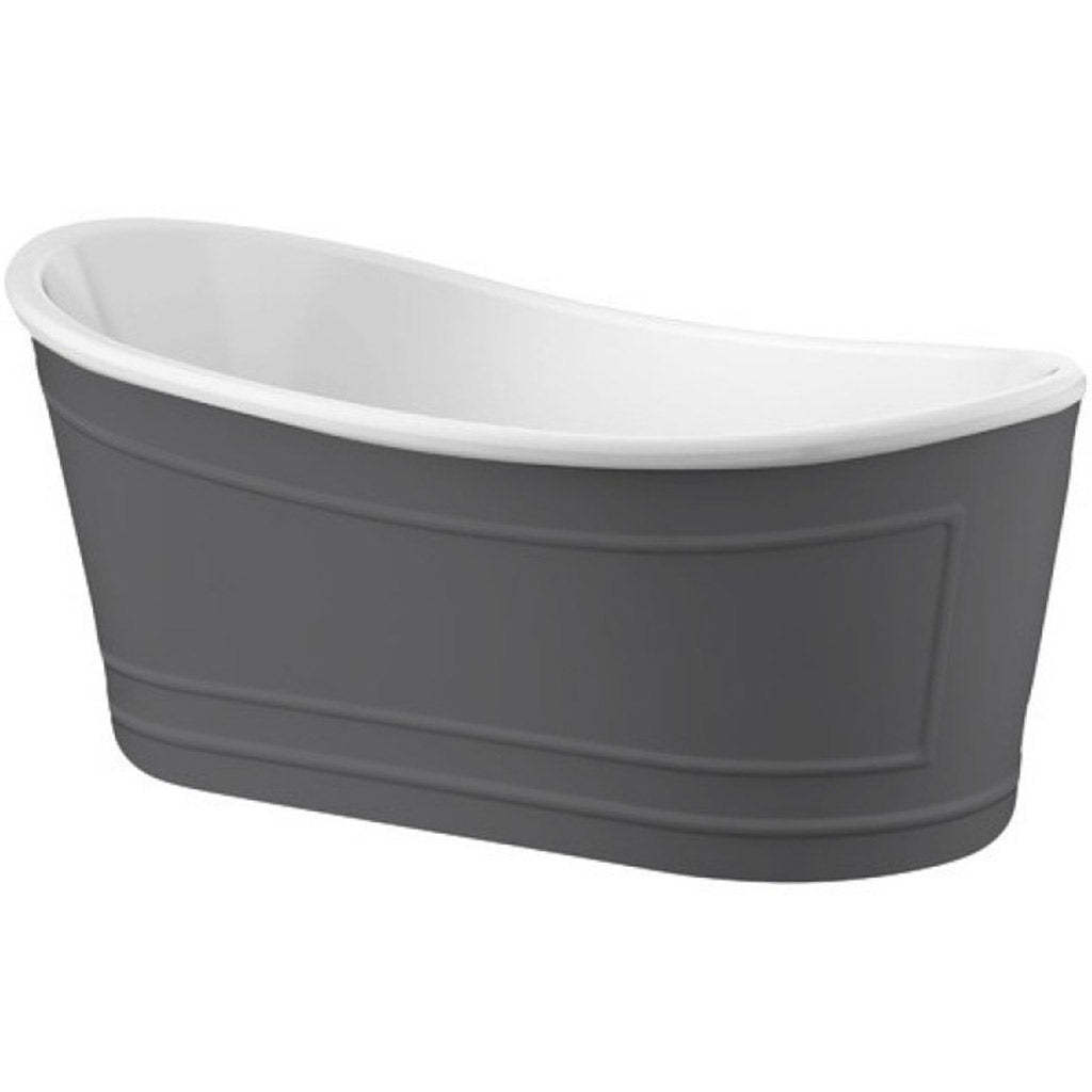 BelBagno RITZ 1676mm Freestanding Bathtub Acrylic Grey Oval Shape NO Overflow-YT Bathroom