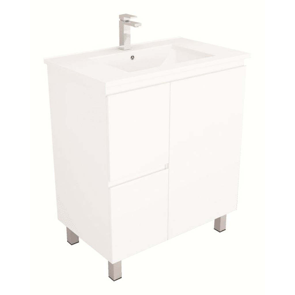Unicasa Gloss White BIANCA 750mm Floor Standing Vanity Left Hand Drawer-YT Bathroom