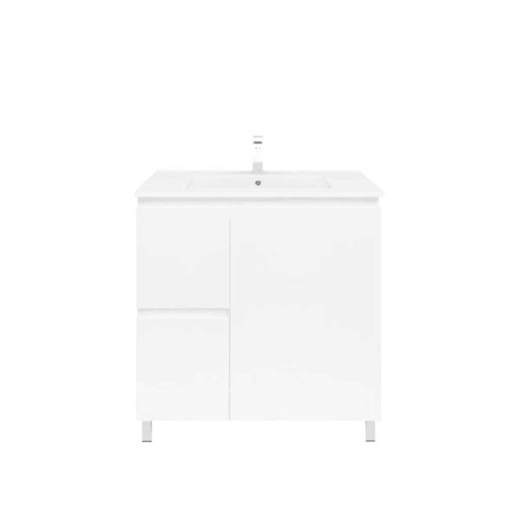 Unicasa Gloss White BIANCA 750mm Floor Standing Vanity Left Hand Drawer-YT Bathroom