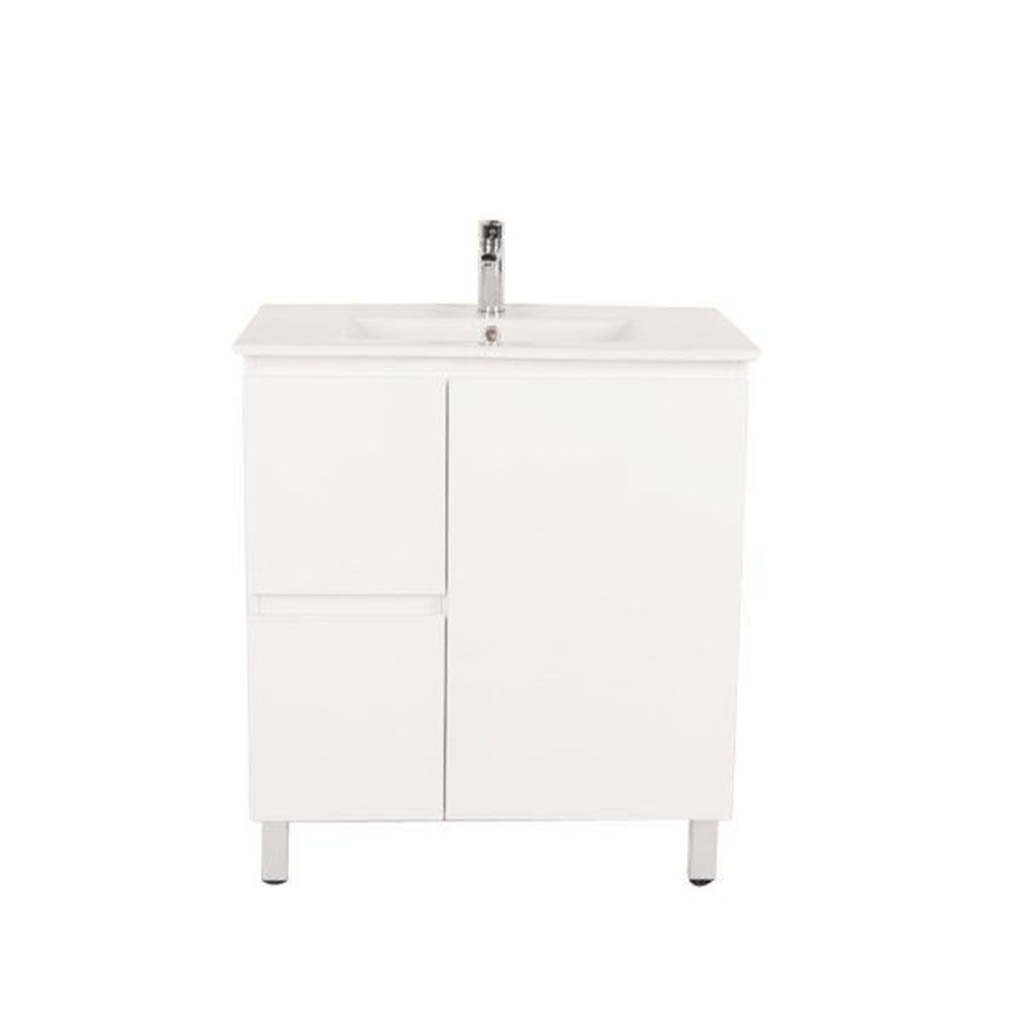 Unicasa Gloss White BIANCA 750mm Floor Standing Vanity Left Hand Drawer-YT Bathroom