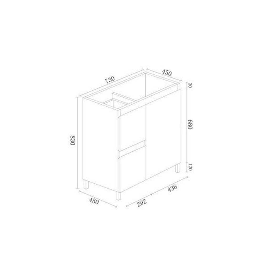 Unicasa Gloss White BIANCA 750mm Floor Standing Vanity Left Hand Drawer-YT Bathroom