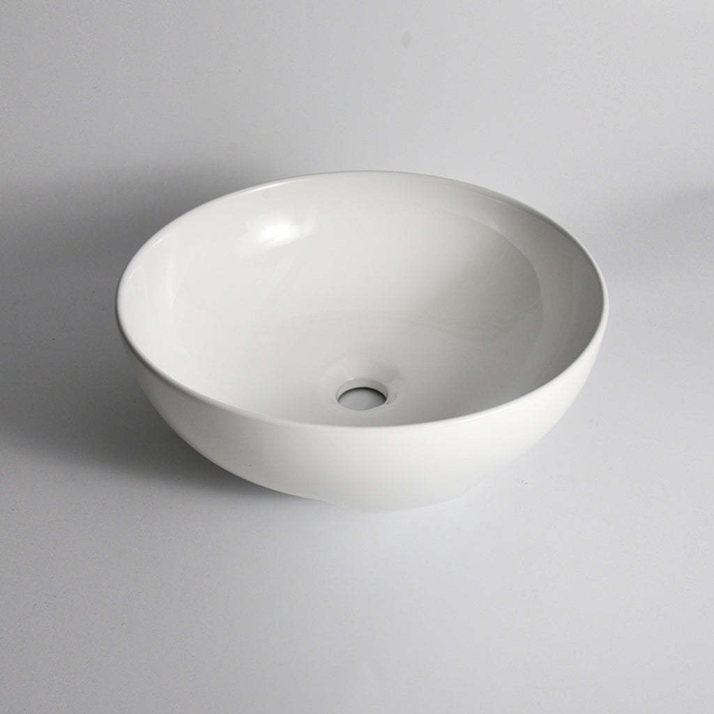 Claya Bathware Luna 400mm Round Ceramic Above Counter Basin Gloss White No Overflow No Tap Hole-YT Bathroom