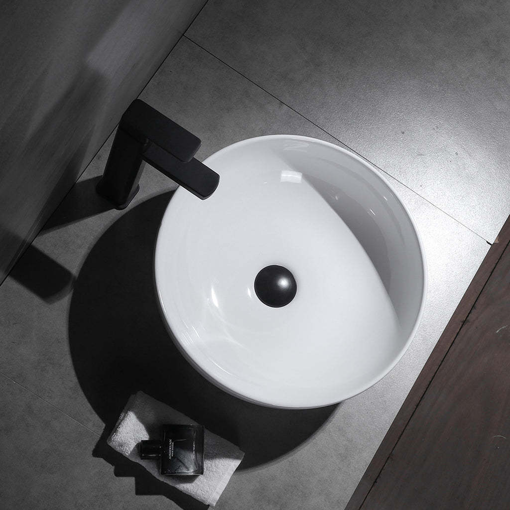 Claya Bathware Luna 400mm Round Ceramic Above Counter Basin Gloss White No Overflow No Tap Hole-YT Bathroom
