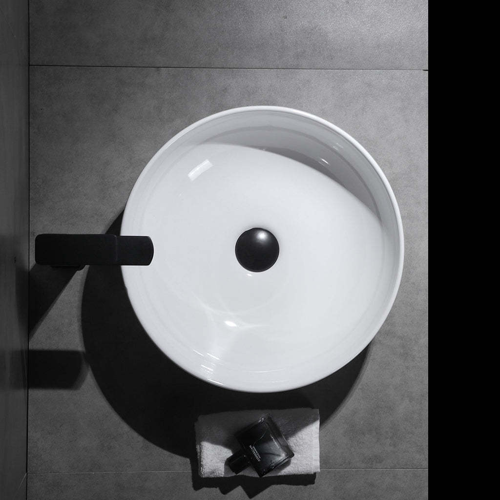 Claya Bathware Luna 400mm Round Ceramic Above Counter Basin Gloss White No Overflow No Tap Hole-YT Bathroom