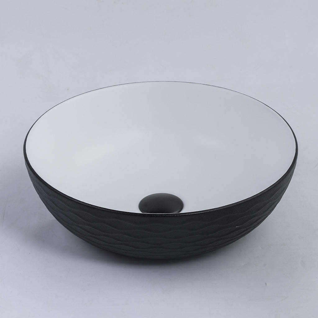 Claya Bathware Polar 400mm Round Ceramic Above Counter Basin Matte White Interior Matte Black Exterior No Overflow No Tap Hole-YT Bathroom